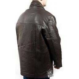 Men's Brown Cow Hide Car Coat - Plus Size - Walton - Back