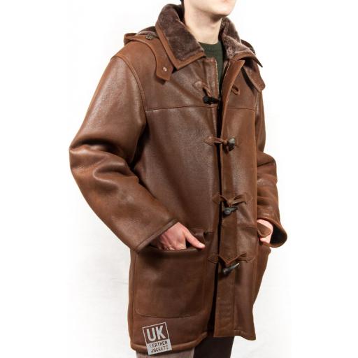 Finest Men's Shearling Lambskin Duffle Coat - Regent - Front