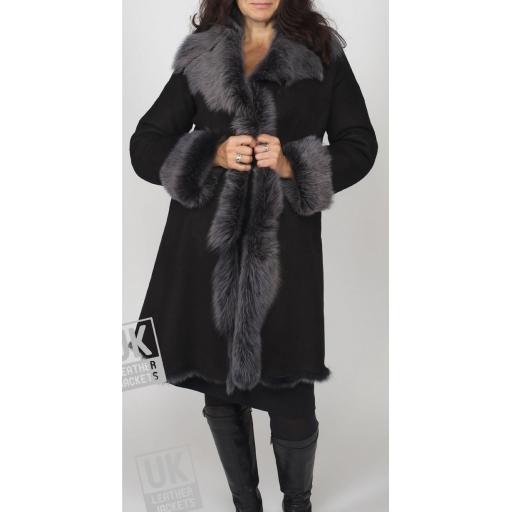 Women's Black Snow Tipped Toscana Coat - Solis - Front