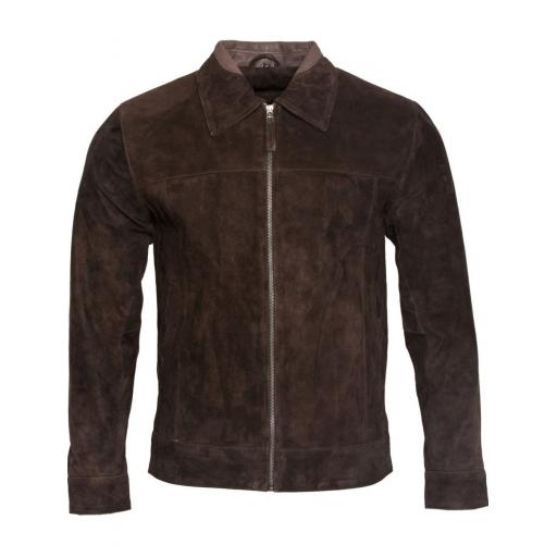 Men's Brown Suede Jacket - Lance - Front