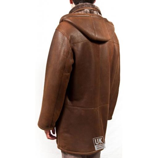 Finest Men's Shearling Lambskin Duffle Coat - Regent - Back