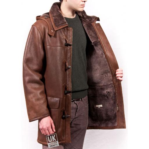 Finest Men's Shearling Lambskin Duffle Coat - Regent - Wool Interior