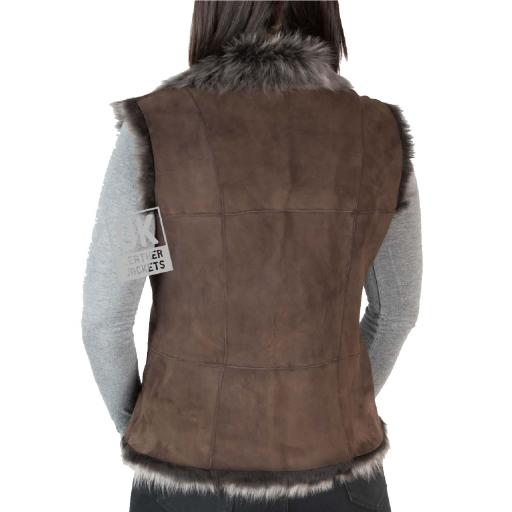 Womens Brown Toscana Gilet – Single Tie Front - Back