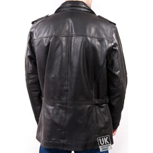 Black Cow Hide Leather Jacket - Keswick - Plus Size - Back