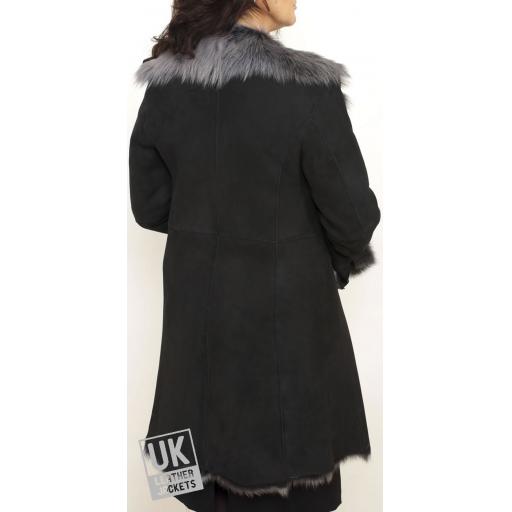 Women's Black Snow Tipped Toscana Coat - Solis - Back