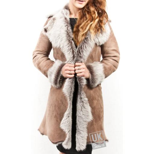 Women's Taupe Toscana Coat - Solis - Front