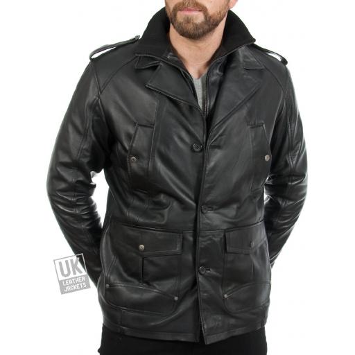 Men’s Black Leather Coat – Bernie - Cover