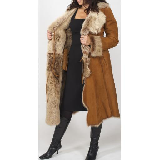 Finest Womens Toscana Lambskin Coat in Tan - Lexia - Lining