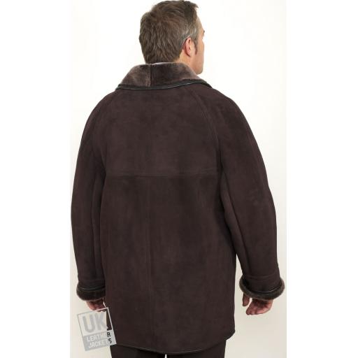 Finest Men's Brown Shearling Sheepskin Car Coat - Envoy