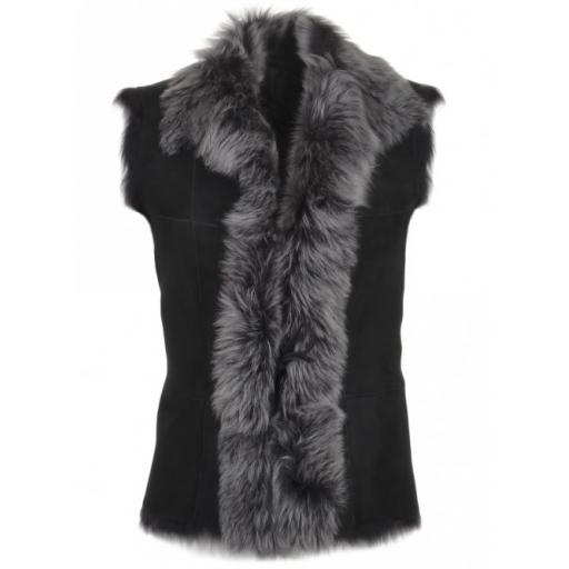 Womens Black Toscana Gilet – Single Tie Front