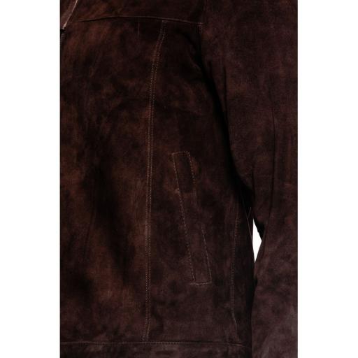 Men's Brown Suede Jacket - Lance - Pocket