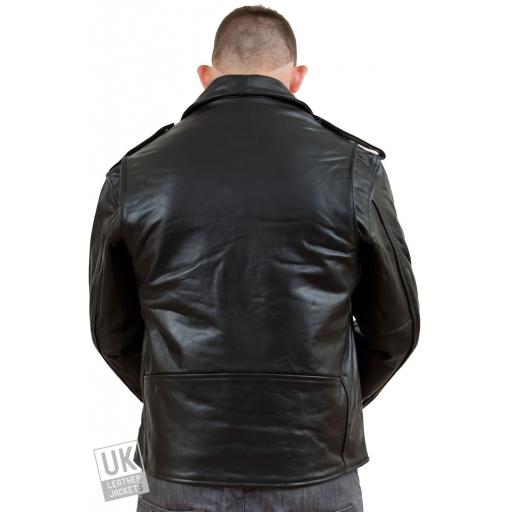 Men's Black Leather Biker Jacket in Cow Hide - Harley - Rear