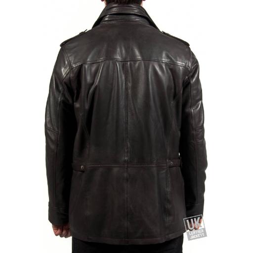 Vintage Black Nappa Leather Jacket - Keswick - Plus Size - Rear