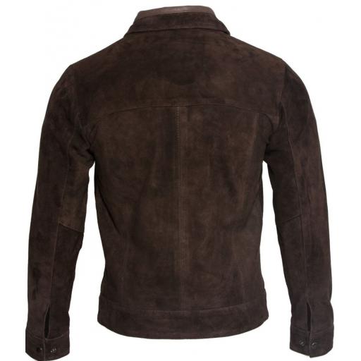 Men's Brown Suede Jacket - Lance - Back