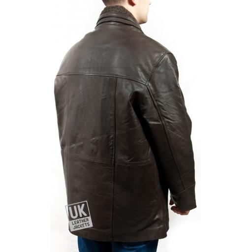 Men's Brown Cow Hide Car Coat - Grantham - Back