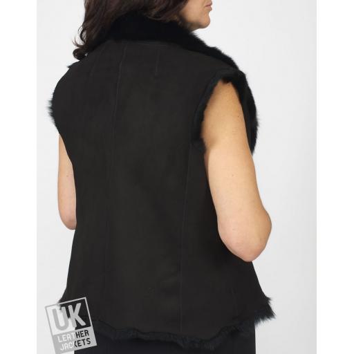 Womens Black Toscana Sheepskin Gilet  - Rear