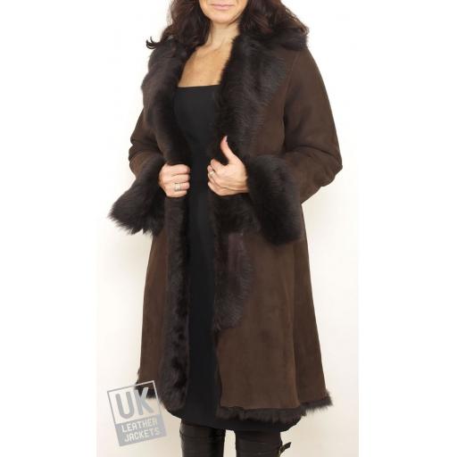 Women's Brown Toscana Coat - Solis - Front