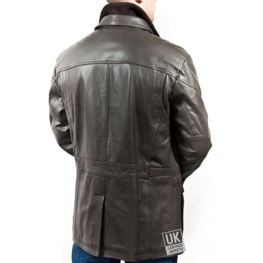 Men's Vintage Racing Leather Jacket - Brown Nappa - Turin - Back