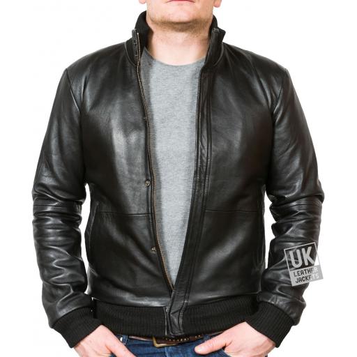 Mythreshold Men's Black Real Leather Biker Jacket – Vintage Motorcycle Bomber Coat