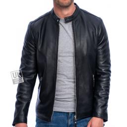 Men's Black Leather Biker Jacket - Legacy - Superior - Unzipped