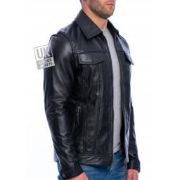 ens Black Leather Jacket - Flint - Front