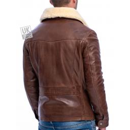 Mens Brown Leather Pilot Jacket - Harrier - Back