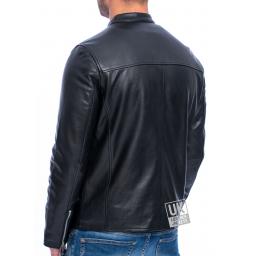 Men's Black Leather Biker Jacket - Legacy - Superior - Back