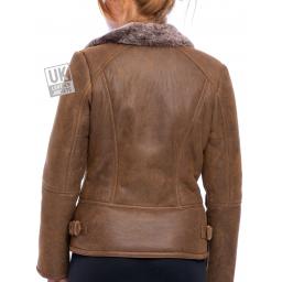 Womens Sheepskin Flying Jacket - Sierra - Light Chestnut - Back