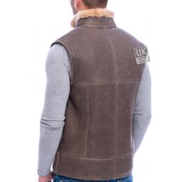 Mens Vintage Brown Sheepskin Gilet - Vancouver - Back