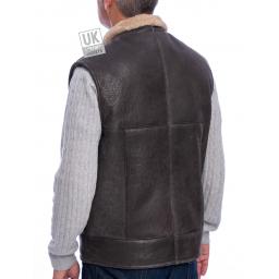 Mens Shearling Sheepskin Gilet - Vancouver - Matt Brown - Back