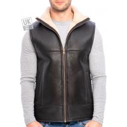 Mens Sheepskin Gilet - Vancouver I - Cream Wool - Front