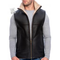 Mens Sheepskin Gilet - Vancouver I - Stand-Up Collar