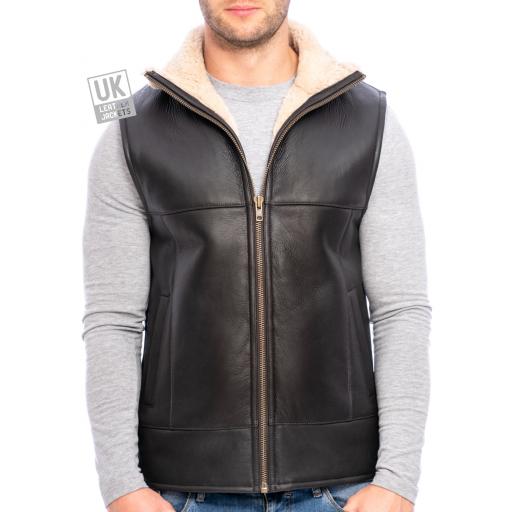 Mens Sheepskin Gilet - Vancouver I - Cream Wool - Front