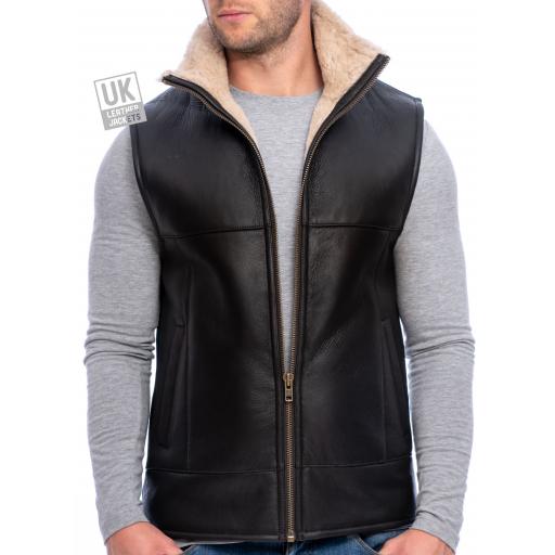 Mens Sheepskin Gilet - Vancouver I - Stand-Up Collar