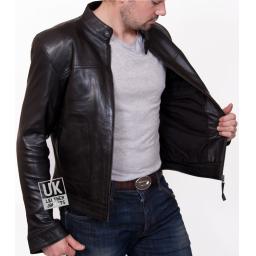 Men's Black Leather Jacket - Assantii  - Lining