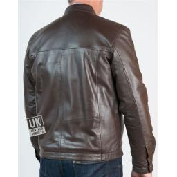 Men's Brown Leather Jacket - Hayle - Back