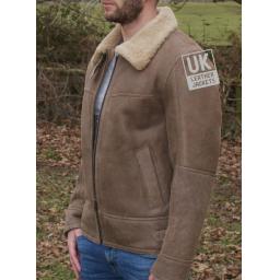 Mens Sheepskin Flying Jacket - Calgary - Light Brown - Front