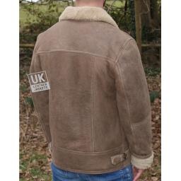 Mens Sheepskin Flying Jacket - Calgary - Light Brown - Back