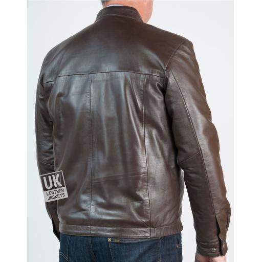 Men's Brown Leather Jacket - Hayle - Back