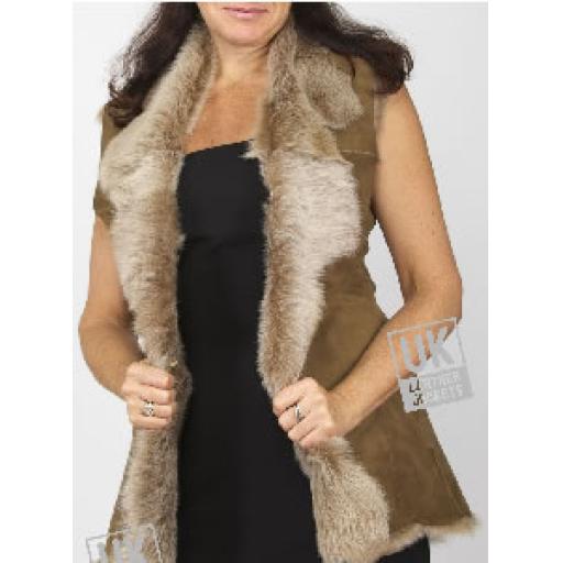 Womens  Tocana Sheespkin Gilet - Long Length