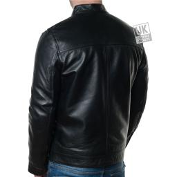 Men's Black Leather Jacket - Ascari - Back