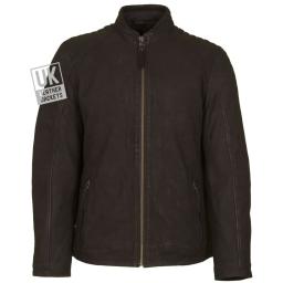 Men's Brown Nubuck Suede Jacket - Helium - Front