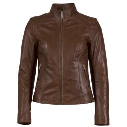 Women's Brown Tan Leather Jacket - Rochelle -  Front