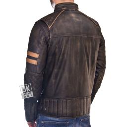 Leatherforum Men's Distressed Brown Biker Motorcycle Cafe Racer Leather Jacket - Slim Fit, Quilted, BNWT