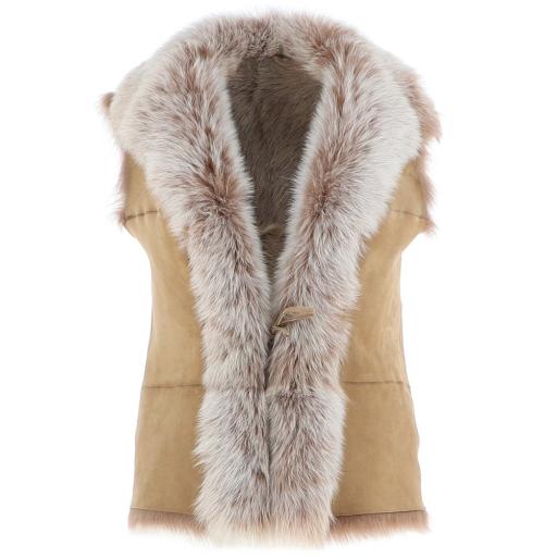 Womens Camel Toscana Sheepskin Gilet - Reversible