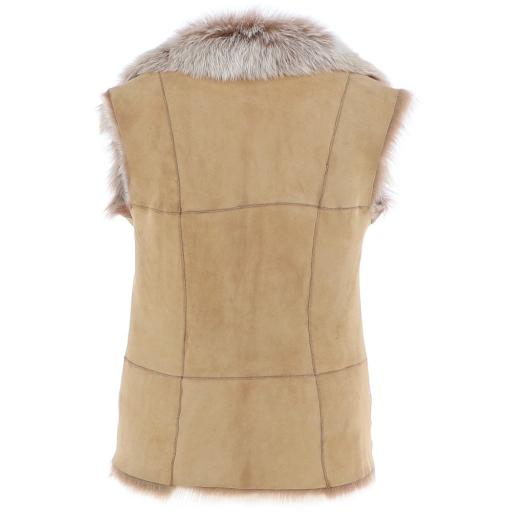 Womens Camel Toscana Sheepskin Gilet - Reversible - Back