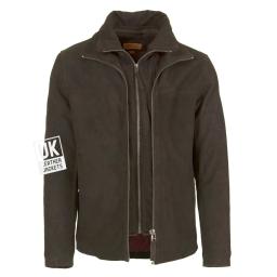 Mens Brown Nubuck Jacket - Detach Inner Collar -Ibex - Fold Down Flat Collar