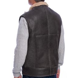 Mens Shearling Sheepskin Gilet - Vancouver - Matt Brown - Back