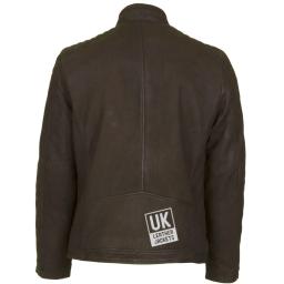 Men's Brown Nubuck Suede Jacket - Helium - Short Collar 