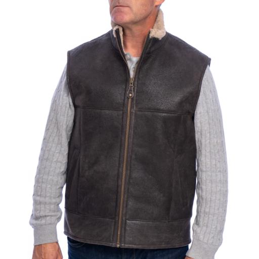 Mens Shearling Sheepskin Gilet - Vancouver - Matt Brown